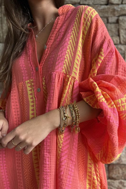 Peruvia Pillow Cotton Nero Smock Top Coral /19=